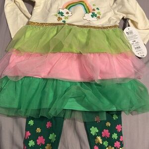 Wonder Nation Cream and Green Rainbow Tutu Set